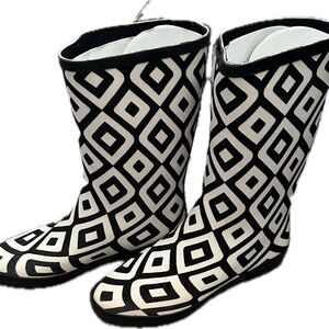 Rain Boots, Black and White, Never worn